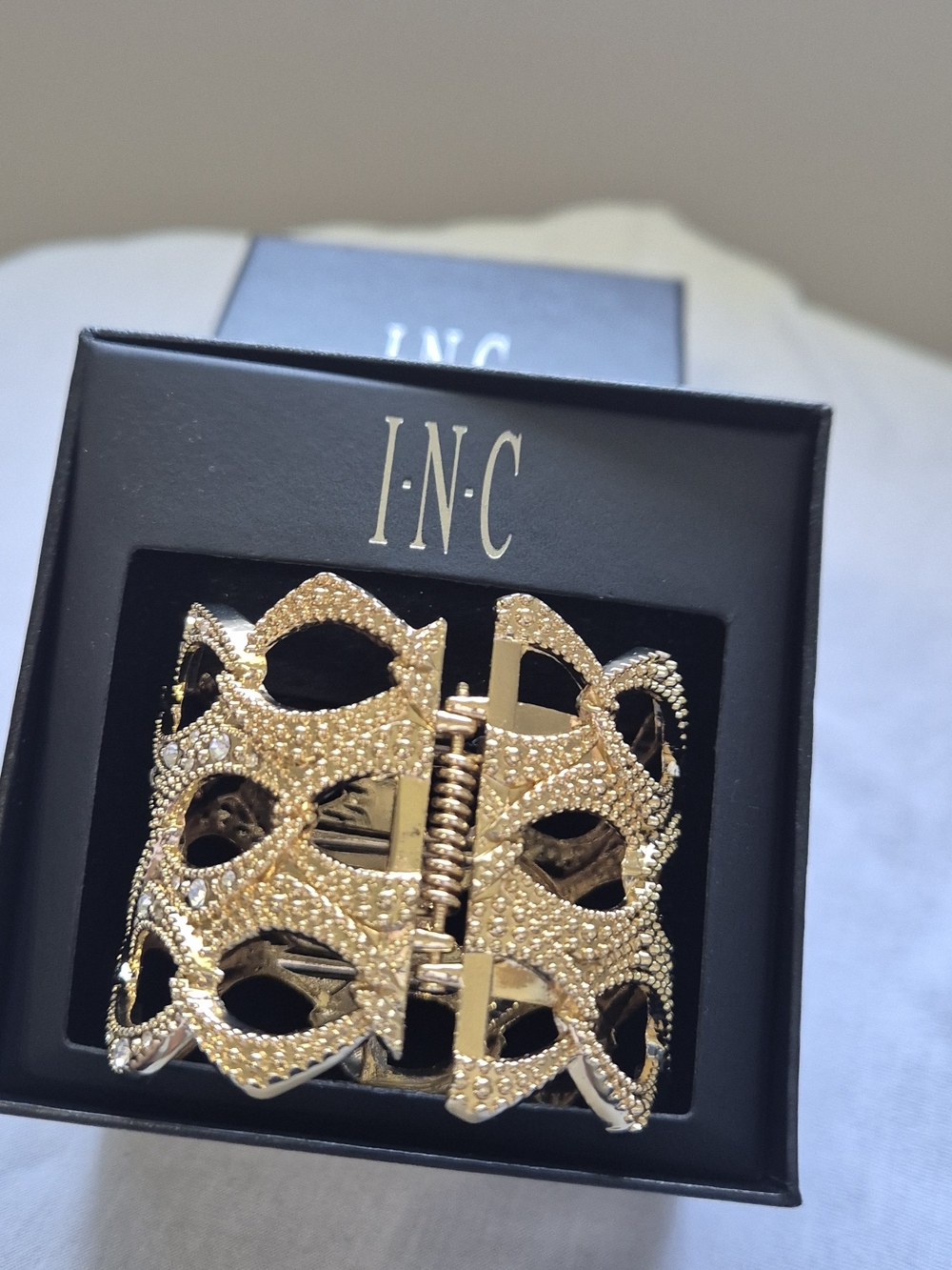 INC International Concepts Gold Crystal Lattice Statement Bracelet - Picture 6 of 6